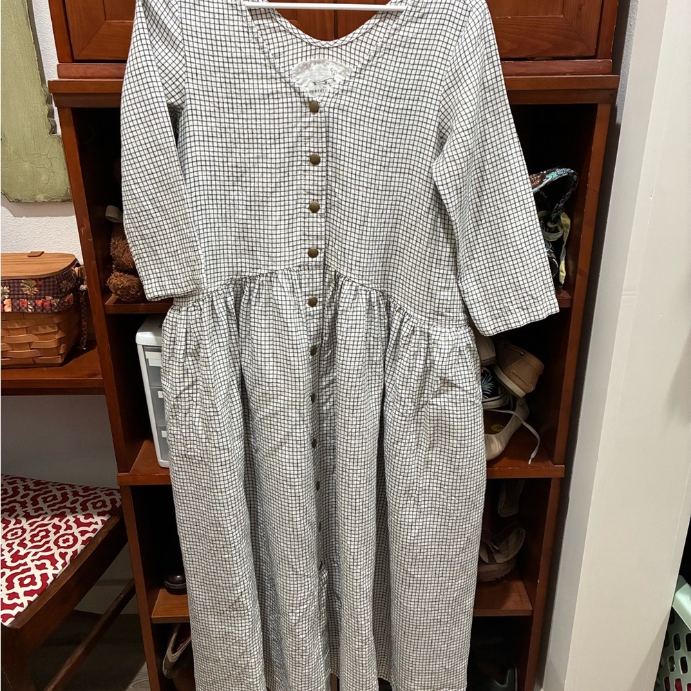 notPERFECTLINEN Checkered Maxi Dress in Black and White